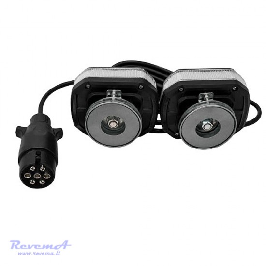 Priekabos galiniai LED žibintai su dinaminiu posūkiu 4 funkcijų su plastikiniu kištuku 12/24V 42 LED 7 kont. 7,5 m su magnetu (komplektas 2 vnt.)