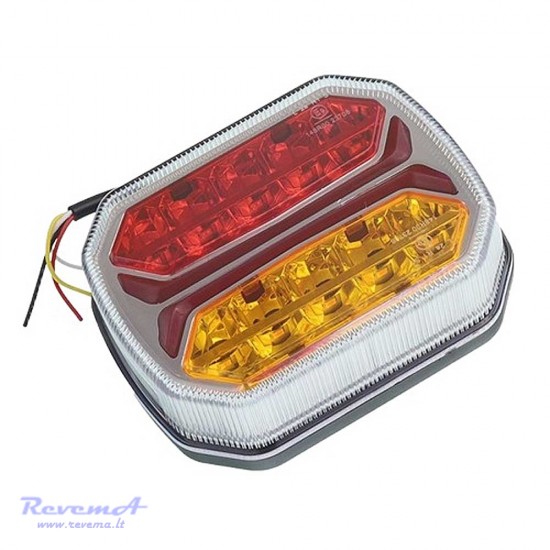 Galinis LED žibintas 4 funkcijų 12/24V 42 LED su dinaminiu posūkiu prisukamas su varžtais 117 x 93 x 39 mm dešinė