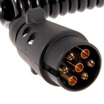 Elektros spiralinis kabelis priekabai su plastikiniais kištukais 12V / 7 kont. 5m