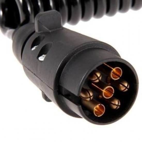 Elektros spiralinis kabelis priekabai su plastikiniais kištukais 12V / 7 kont. 5m