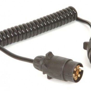 Elektros spiralinis kabelis priekabai su plastikiniais kištukais 12V / 7 kont. 5m