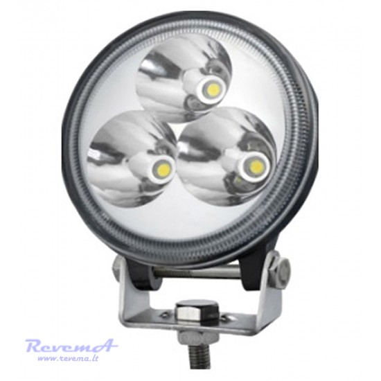 LED Darbo žibintas - prožektorius siauras 9W 3 LED 12/24V (apvalus) EMC