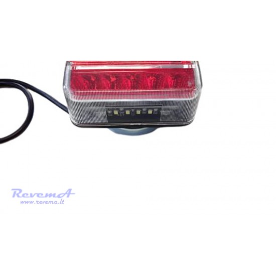 Priekabos galiniai LED žibintai su trikampiais atšvaitais plastikiniu kištuku 12V / 7 kont. 7,5 m su magnetu (komplektas 2 vnt.)