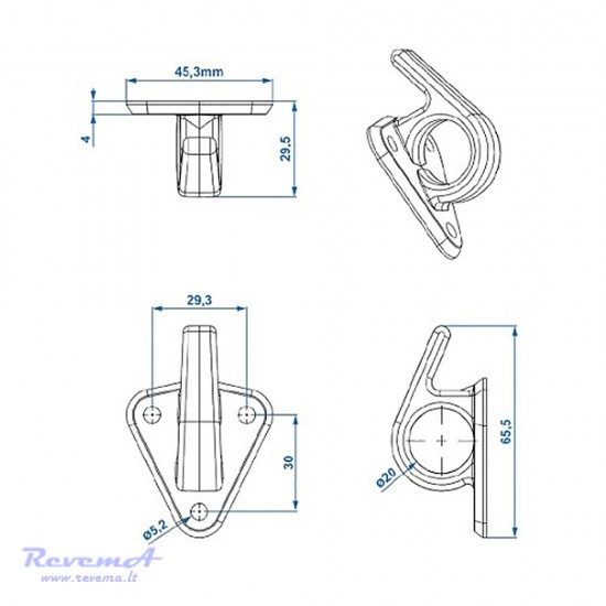 Kabliukas su kilpa 65 x 45 mm plastikinis