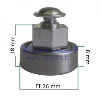 RR10 Slankiojančio stogo ritinėlis (ratukas) Ø26 x 8- 18 mm