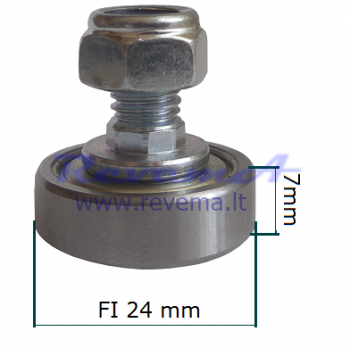 RR2 Slankiojančio stogo ritinėlis (ratukas) Ø24 x 7 – 20 mm