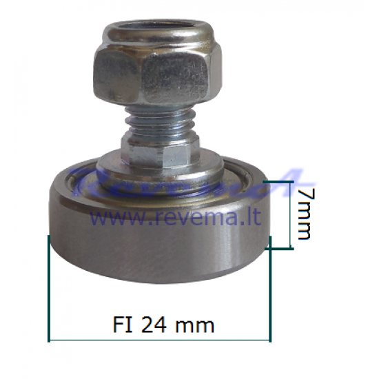 RR2 Slankiojančio stogo ritinėlis (ratukas) Ø24 x 7 – 20 mm