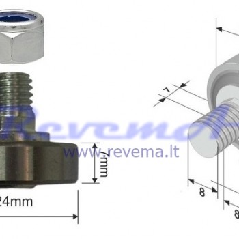 RR2 Slankiojančio stogo ritinėlis (ratukas) Ø24 x 7 – 20 mm