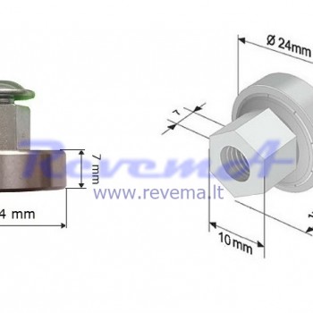 RR28 Slankiojančio stogo ritinėlis (ratukas) Ø24 x 7 - 15mm