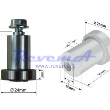 RR3 Slankiojančio stogo ritinėlis (ratukas) Ø24 x 7 – 30 mm