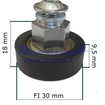 RR6 Slankiojančio stogo ritinėlis (ratukas) Ø30 x 9,5 – 18 mm