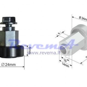 RR7 Slankiojančio stogo ritinėlis (ratukas) Ø24 x 8 – 20 mm