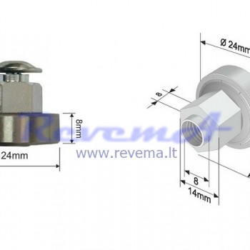 RR8 Slankiojančio stogo ritinėlis (ratukas) Ø24 x 8 - 15mm