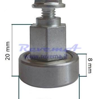 RR9 Slankiojančio stogo ritinėlis (ratukas) Ø26 x 8 -20 mm