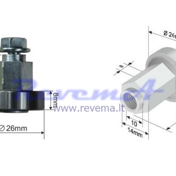 RR9 Slankiojančio stogo ritinėlis (ratukas) Ø26 x 8 -20 mm