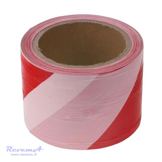Įspėjamoji juosta raudona / balta 75mm x 100m