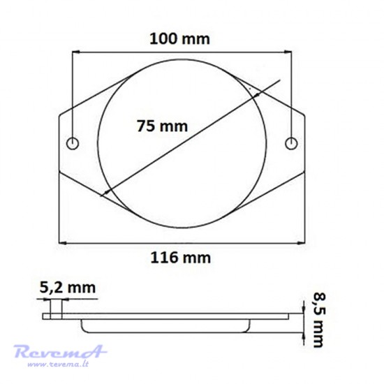 Atšvaitas apvalus prisukamas su auselėmis baltas 75 mm