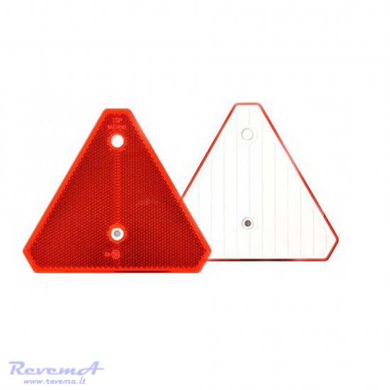 Atšvaitas trikampis prisukamas su skylutėmis raudonas 150 x 125 mm