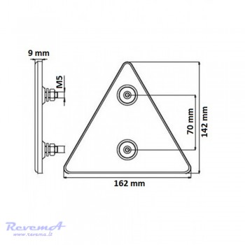 Atšvaitas trikampis prisukamas su varžtais raudonas 162 x 142 mm