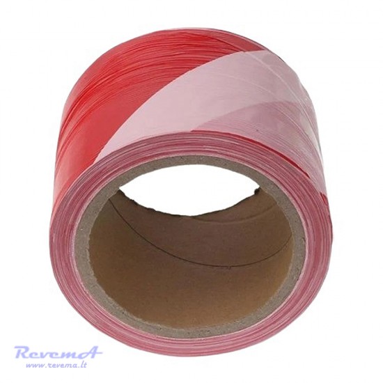 Įspėjamoji juosta raudona / balta 75mm x 100m