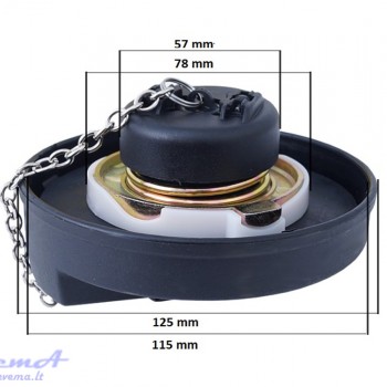 Universalus kuro bako kamštis su užraktu 80 mm, plastikinis