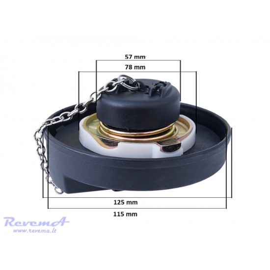 Universalus kuro bako kamštis su užraktu 80 mm, plastikinis