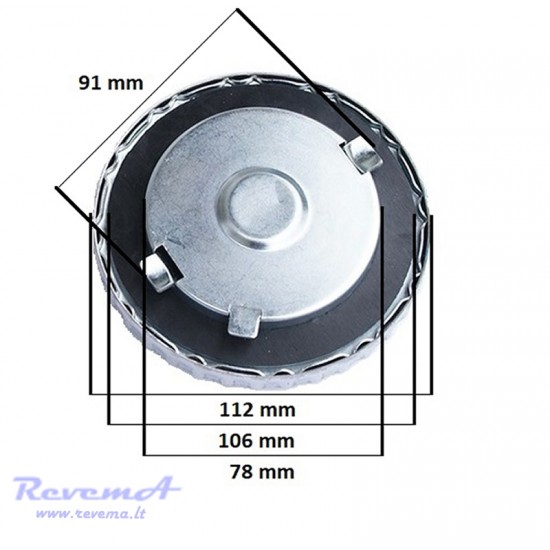 Universalus kuro bako kamštis su užraktu 80 mm, metalinis