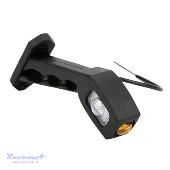 Gabaritinis Led žibintas (ragas) LD518 12/24V 3 LED ilgas lenktas kairės pusės