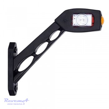 Gabaritinis Led žibintas (ragas) LD518 12/24V 3 LED ilgas lenktas kairės pusės