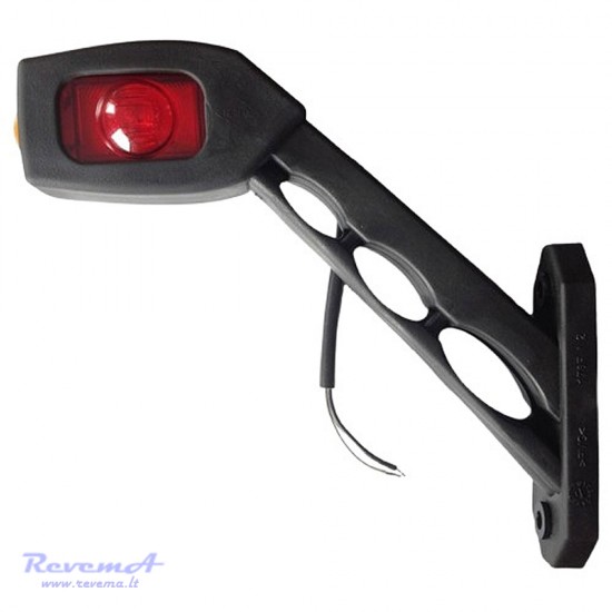 Gabaritinis Led žibintas (ragas) LD518 12/24V 3 LED ilgas lenktas kairės pusės