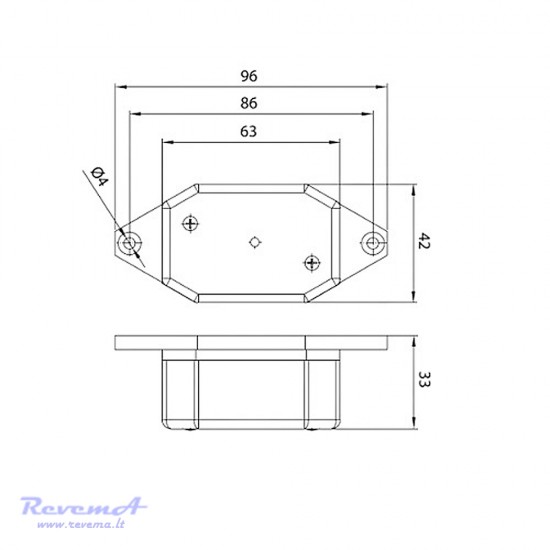 Gabaritinis žibintas FT-001BIII 12/24V baltas 96 x 42 x 33 mm