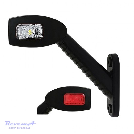 Gabaritinis Led žibintas (ragas) 12/24V 3 LED ilgas lenktas dešinės pusės