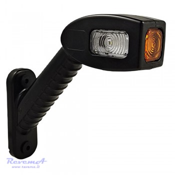 Gabaritinis Led žibintas (ragas) 12/24V 3 LED ilgas lenktas kairės pusės