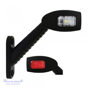 Gabaritinis Led žibintas (ragas) 12/24V 3 LED ilgas lenktas kairės pusės