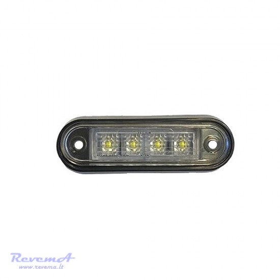 Gabaritinis Led žibintas 12/24V 4 LED prisukamas su varžtais baltas 100 x 34 x 17 mm