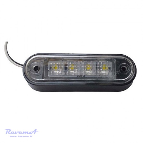 Gabaritinis Led žibintas 12/24V 4 LED prisukamas su varžtais baltas 100 x 34 x 17 mm