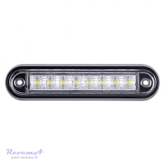 Gabaritinis Led žibintas 12/24V 8 LED prisukamas su varžtais baltas 140 x 34 x 17 mm