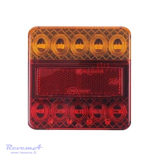 Galinis LED žibintas 4 funkcijų 12/24V 18 LED prisukamas su varžtais 100 x 100 x 25 mm