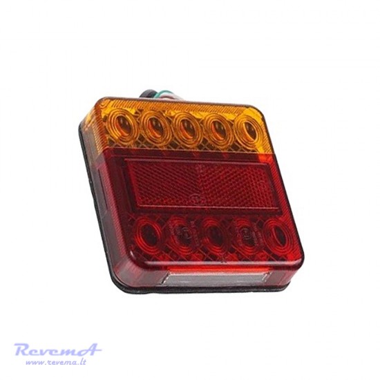 Galinis LED žibintas 4 funkcijų 12/24V 18 LED prisukamas su varžtais 100 x 100 x 25 mm