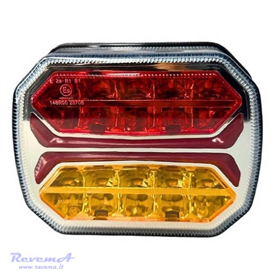 Galinis LED žibintas 4 funkcijų 12/24V 42 LED su dinaminiu posūkiu prisukamas su varžtais 117 x 93 x 39 mm dešinė