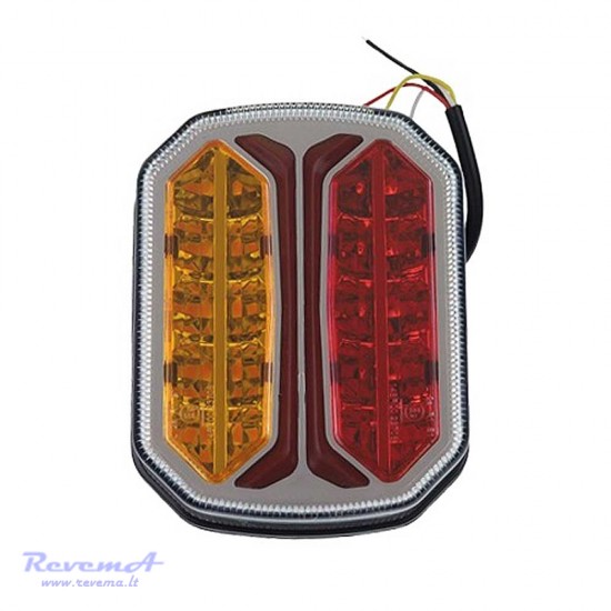 Galinis LED žibintas 4 funkcijų 12/24V 42 LED su dinaminiu posūkiu prisukamas su varžtais 117 x 93 x 39 mm dešinė