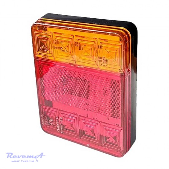 Galinis LED žibintas 3 funkcijų 12V 8 LED prisukamas su varžtais 95 x 120 x 23 mm
