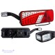 Galinis LED žibintas 6 funkcijų L1822 12/24V 69 + 6 LED su trikampiu atšvaitu ir ragu prisukamas su varžtais 420 x 150 x 68 mm kairė