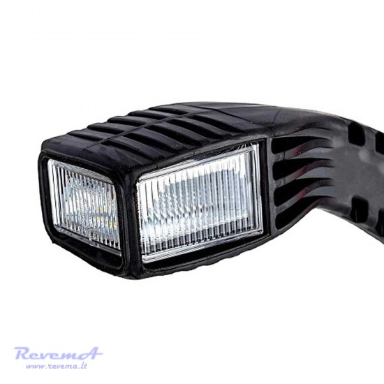 Galinis LED žibintas 6 funkcijų L1822 12/24V 69 + 6 LED su trikampiu atšvaitu ir ragu prisukamas su varžtais 420 x 150 x 68 mm kairė