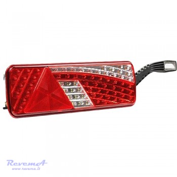 Galinis LED žibintas 6 funkcijų L1823 12/24V 69 + 6 LED su trikampiu atšvaitu ir ragu prisukamas su varžtais 420 x 150 x 68 mm dešinė