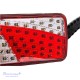 Galinis LED žibintas 6 funkcijų L1823 12/24V 69 + 6 LED su trikampiu atšvaitu ir ragu prisukamas su varžtais 420 x 150 x 68 mm dešinė