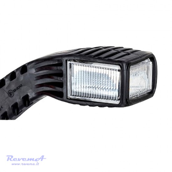 Galinis LED žibintas 6 funkcijų L1823 12/24V 69 + 6 LED su trikampiu atšvaitu ir ragu prisukamas su varžtais 420 x 150 x 68 mm dešinė
