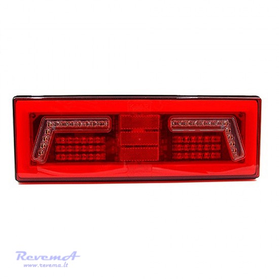Galinis LED žibintas 5 funkcijų L1828 12/24V 102 LED prisukamas su varžtais 375 x 130 x 34 mm kairė