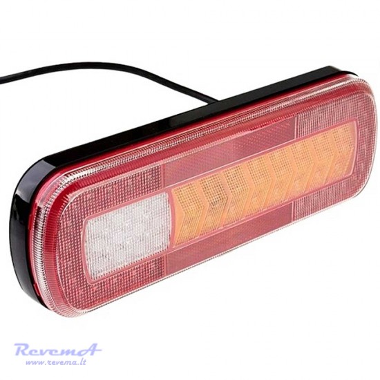 Galinis LED žibintas 5 funkcijų L1830 12/24V 64 LED su dinaminiu posūkiu prisukamas su varžtais 283 x 100 x 30 mm