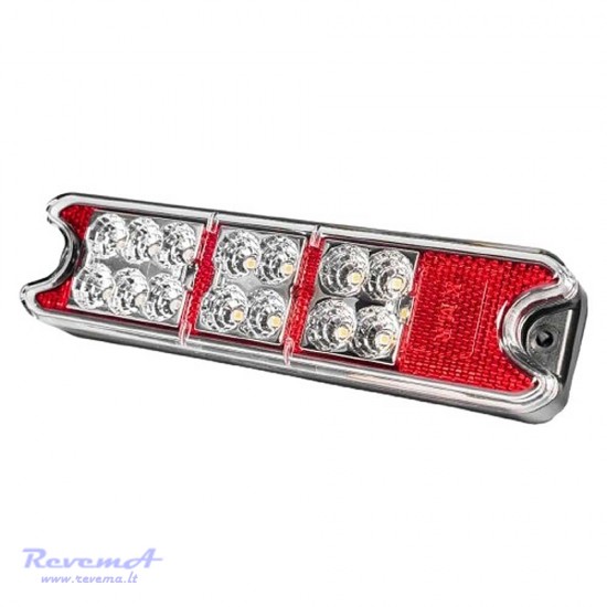 Galinis LED žibintas 3 funkcijų L1834 12/24V 18 LED prisukamas su varžtais 191 x 49 x 30 mm
